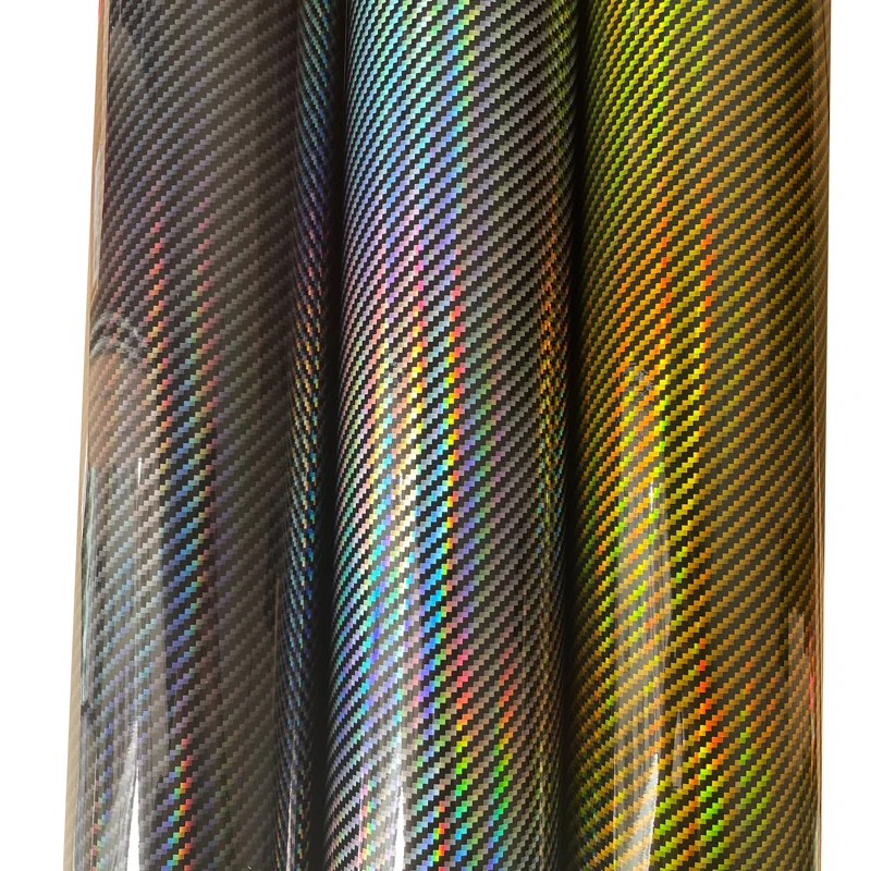 

Holographic Black Carbon Fiber Vinyl Wrap Film Air Release DIY Car Wrap Vinyl Automotive Stickers Decals