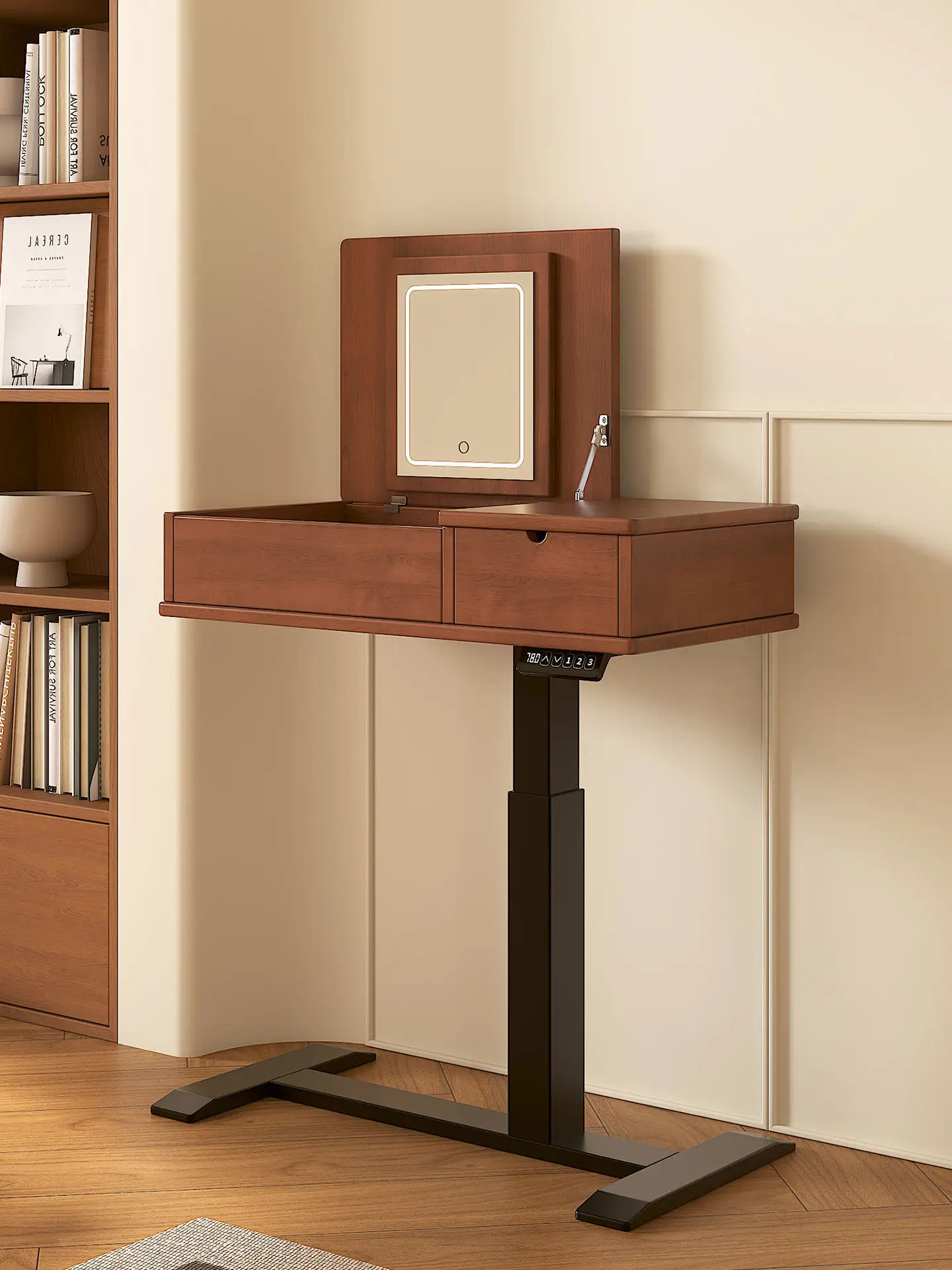 For Medieval style electric lift dresser with mirror flip small bedroom bedside table makeup table