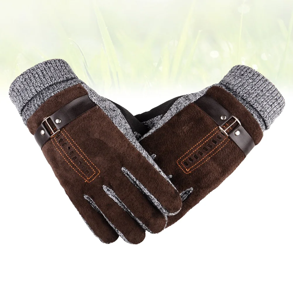 الحفاظ على الدفء قفازات جلد الخنزير سميكة صوف مبطن يندبروف مقاوم للماء الحرارية الرجال القفازات للتزلج في الشتاء #2