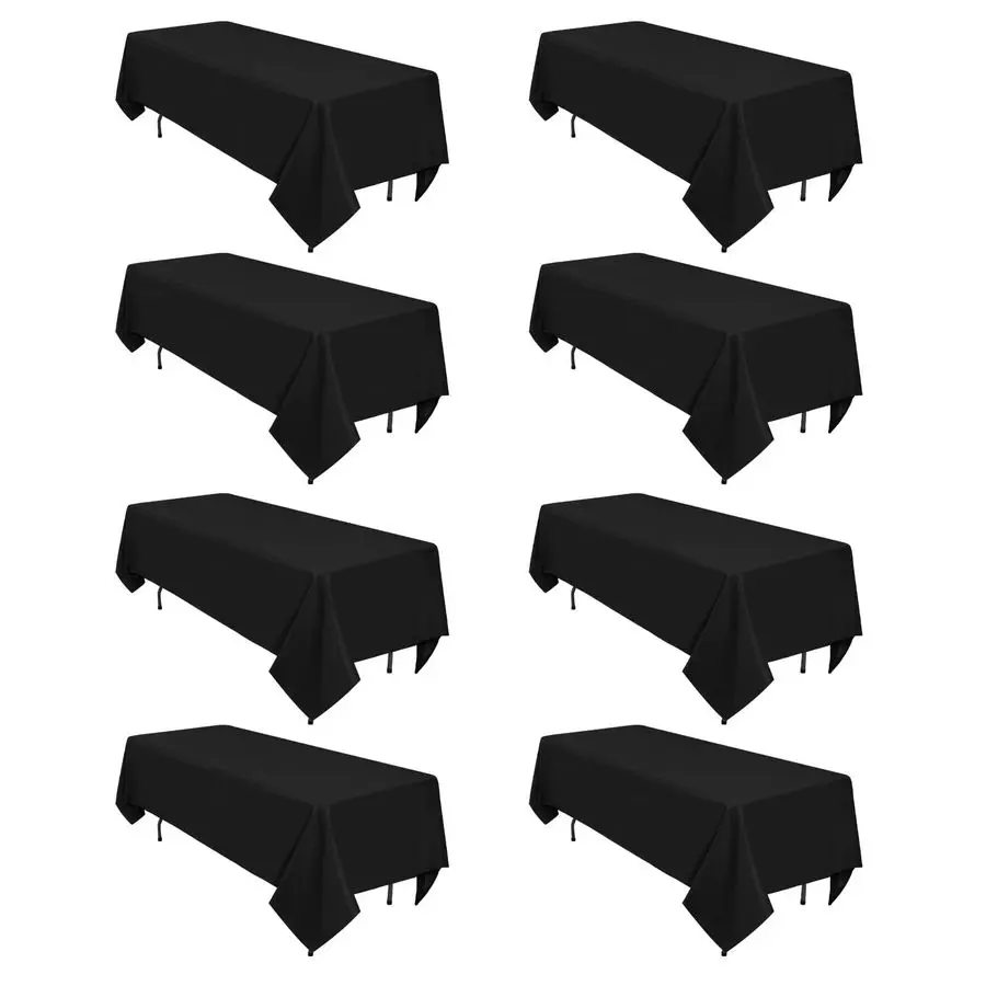 

Набор черных скатертей 60 x 102 дюйма, прямоугольные скатерти для столов длиной 6 футов, устойчивые к сминанию, черные, моющиеся.