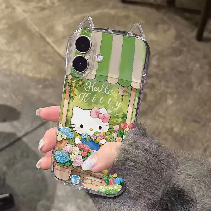 

Hello Kitty Anime Kawaii Sanrio Ins Fashion Transparent iPhone Case Cute Cartoon Suitable for Apple 16 15 Pro Max Gifts