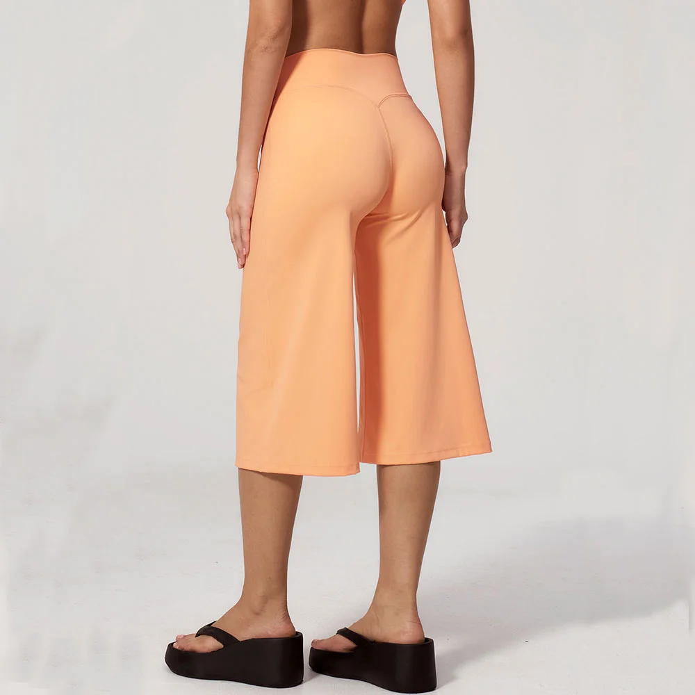 Yoga Clothes Mid Pants Women Wide Legs High Waist Fitness Pants Cycling Outdoor Leisure Sports Pants Quick Drying Wide-leg Pants