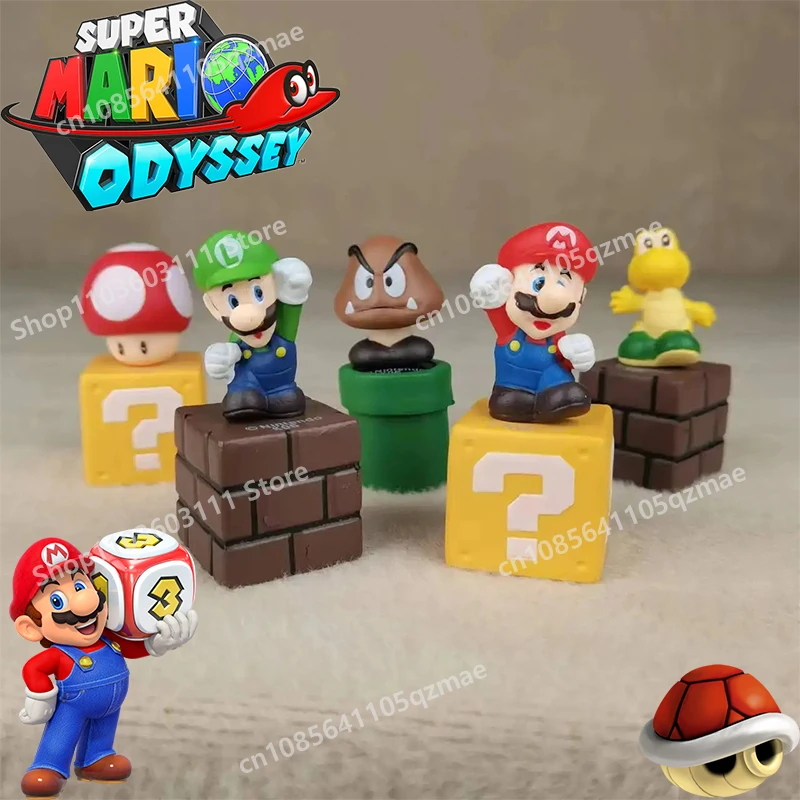 5 Stuks Spel Super Mario Bros Actie Figuur Model Pop Cartoon Speelgoed Taart Decoratie Auto Ornamenten Anime Randapparatuur Kinderen Geschenken