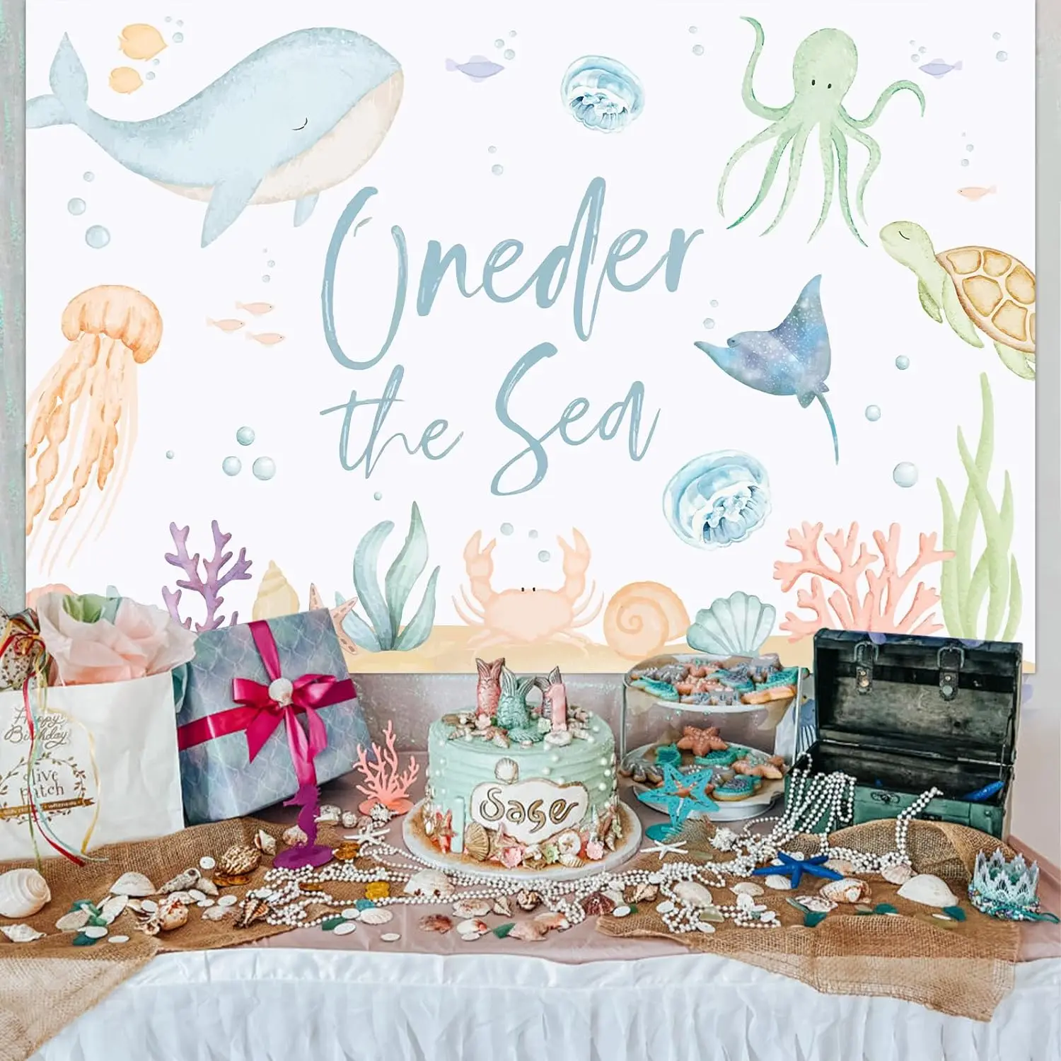 Oneder The Sea Animals 1st Birthday Party Decor Oneder The Sea Party Backdrop for Under The Sea Birthday Party Supplies