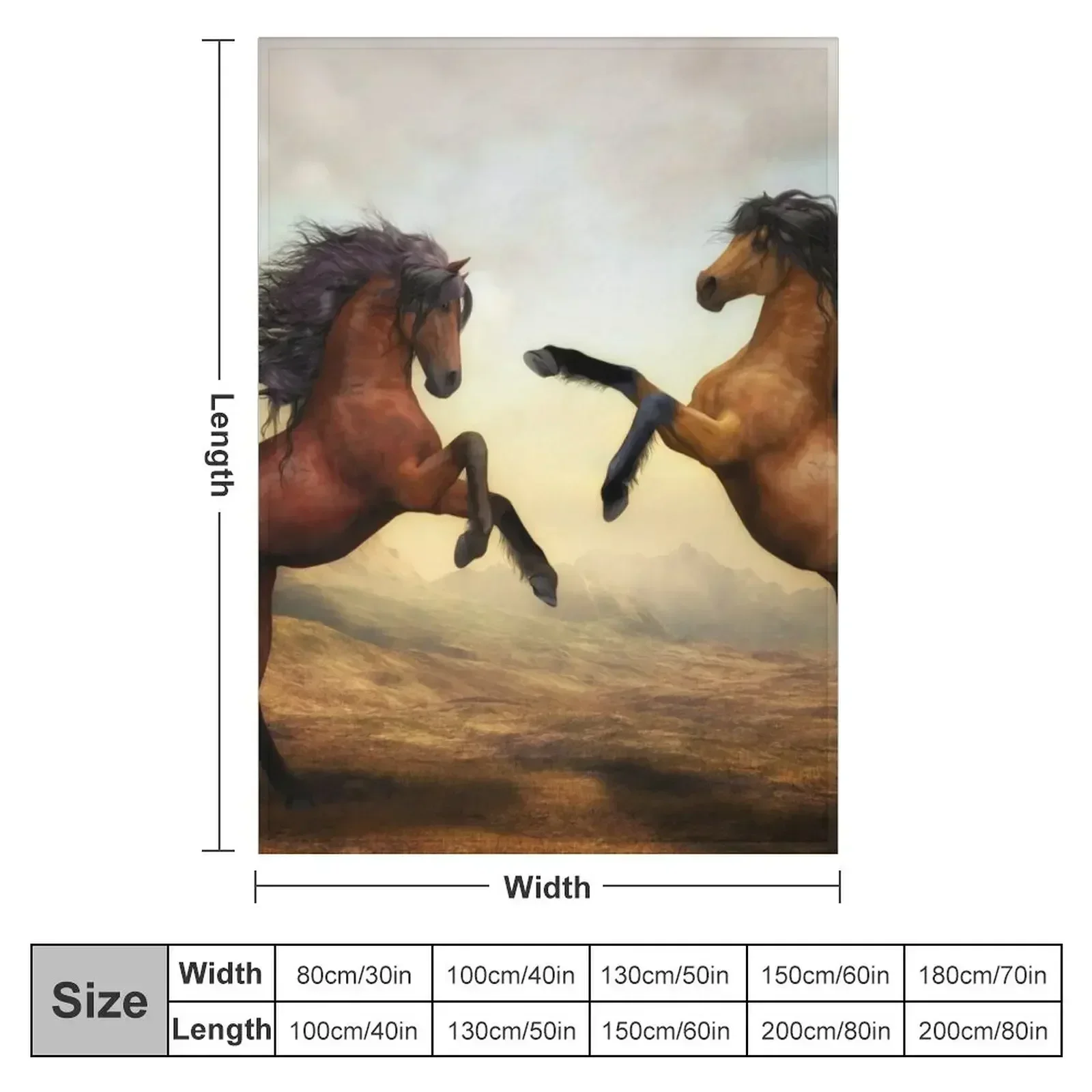 Wild Horses Animals Stallion Artistic Painting Artwork Throw Blanket christmas gifts Retros Blankets