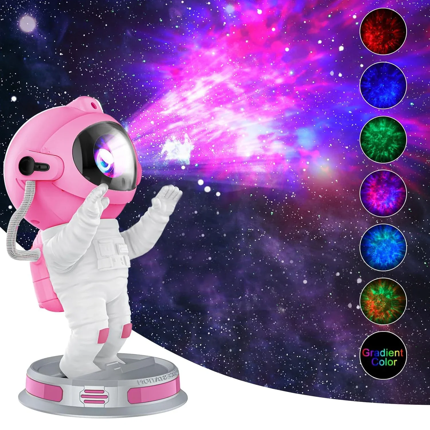 

Pink Astronaut Galaxy Nebula Star Projector with Timer Remote Control 360° Adjustable Starry Night Light Kids Room Home Decor