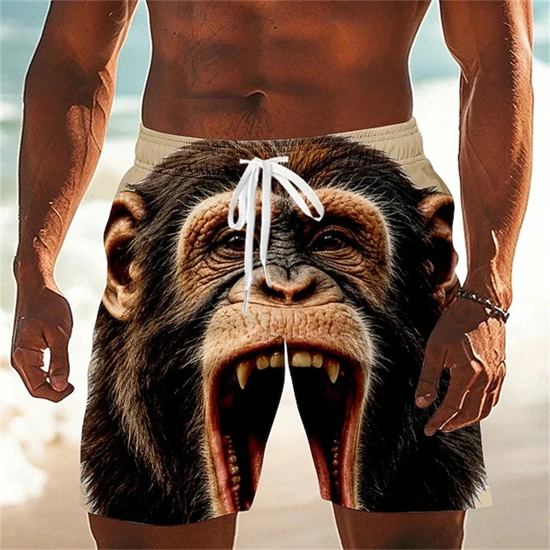 New Funny Animal Men's Shorts 3D Monkey Cow Bear Printed Cartoon Exaggerated Cow Funny Trend Casual Trunks Bottoms Dropshipping