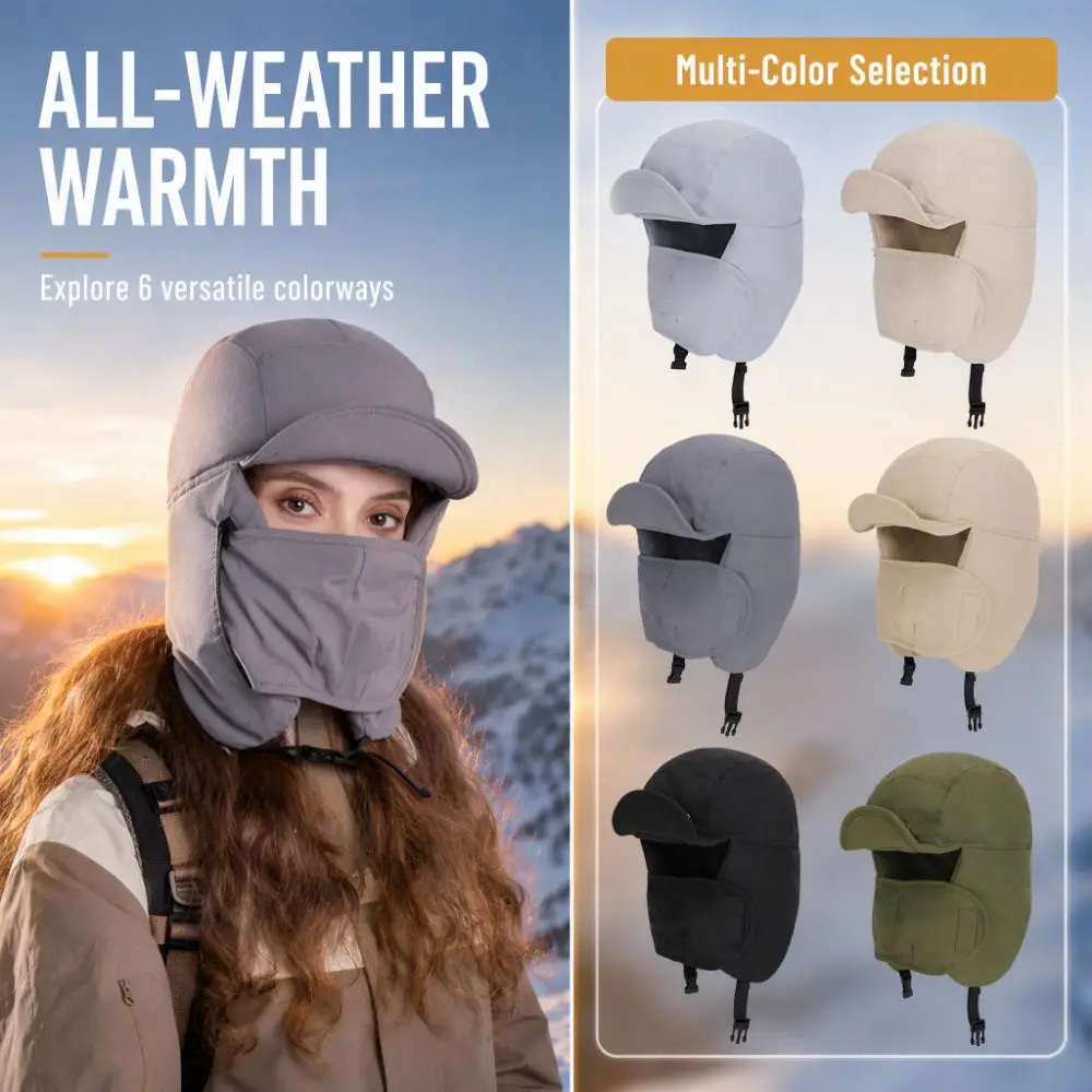 Windproof Winter Lei Feng Hat Thickened Head Cover Warm Ski Hat Ear Protection Hat Cold Proof Outdoors Cycling Cap Hiking 4