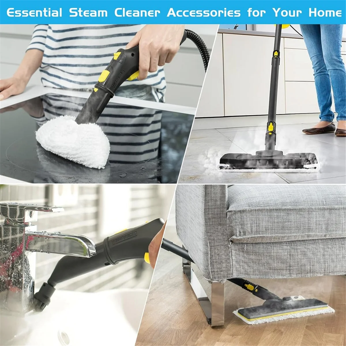 Steam Cleaner Accessory Set, Microfibre Cloth Set for Karcher Steam Cleaners SC 2, SC 3, SC 4, SC 5 EasyFix Parts