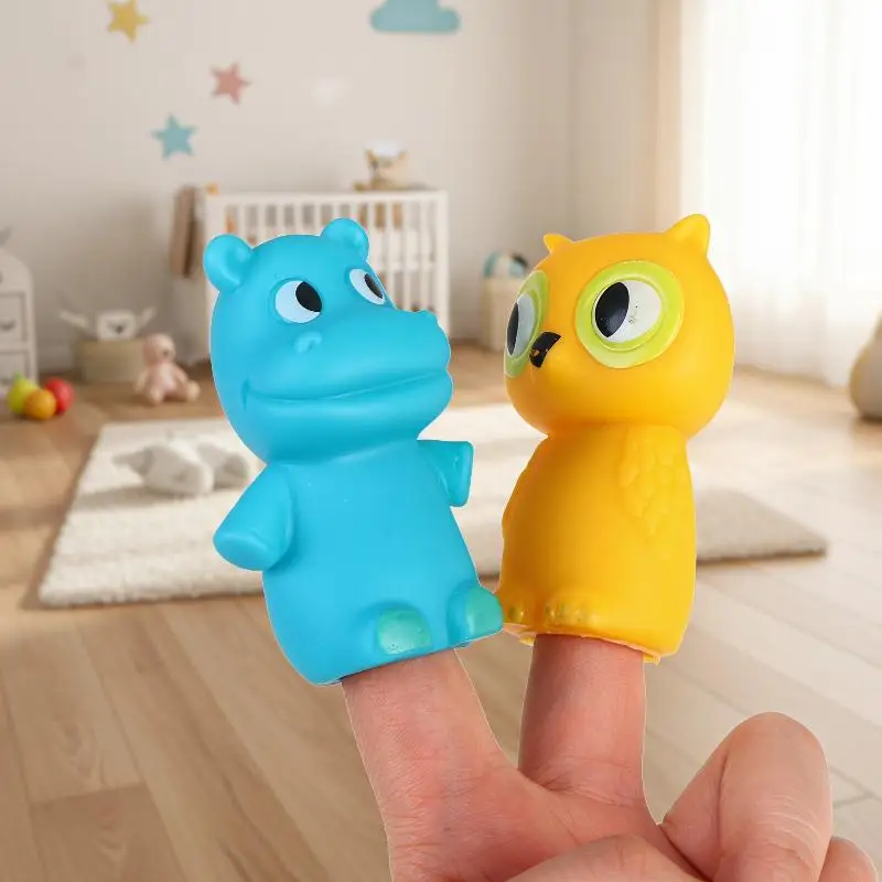 5Pcs Cartoon Animal Finger Puppet Toy Set Soft PVC Dolls for Kids Educational Story Teaching Tools