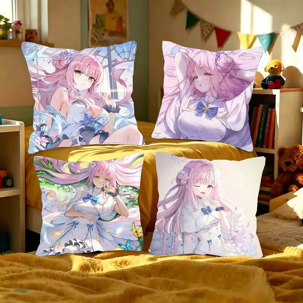 Misono Mika Anime B-blue Archive Pillow Case Fashion Square Pillowcase Bedroom Sofa Room Ins Decoration Leisure