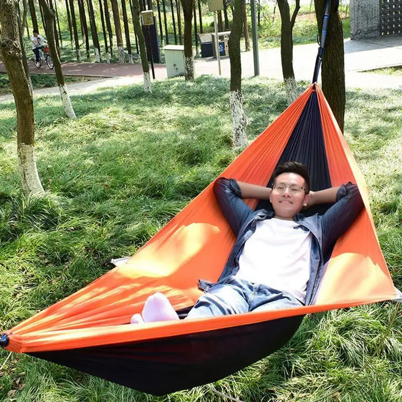 

Outdoor Hammock Outdoor Parachute Hammock Nylon Parachute Hammock Lightweight Camping Hammock Nylon Waterproof Support Pole