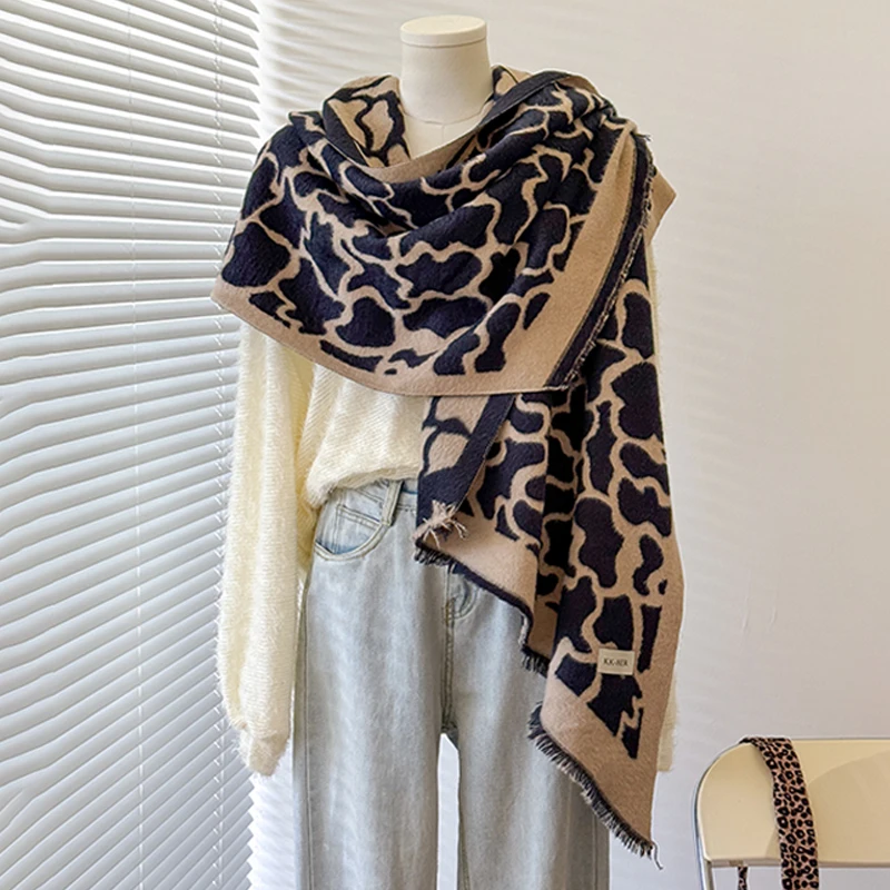2025, neuer Design-Winterschal aus Kaschmir für Damen – eleganter, warmer Pashmina-Schal mit Leopardenmuster, Poncho und Bufanda – Detail 12