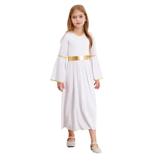 White Angel Costume for Girls Greek God Robe Princess Dress+Feather Wings Cosplay Set for Halloween Party Carnival Performance - Image 8