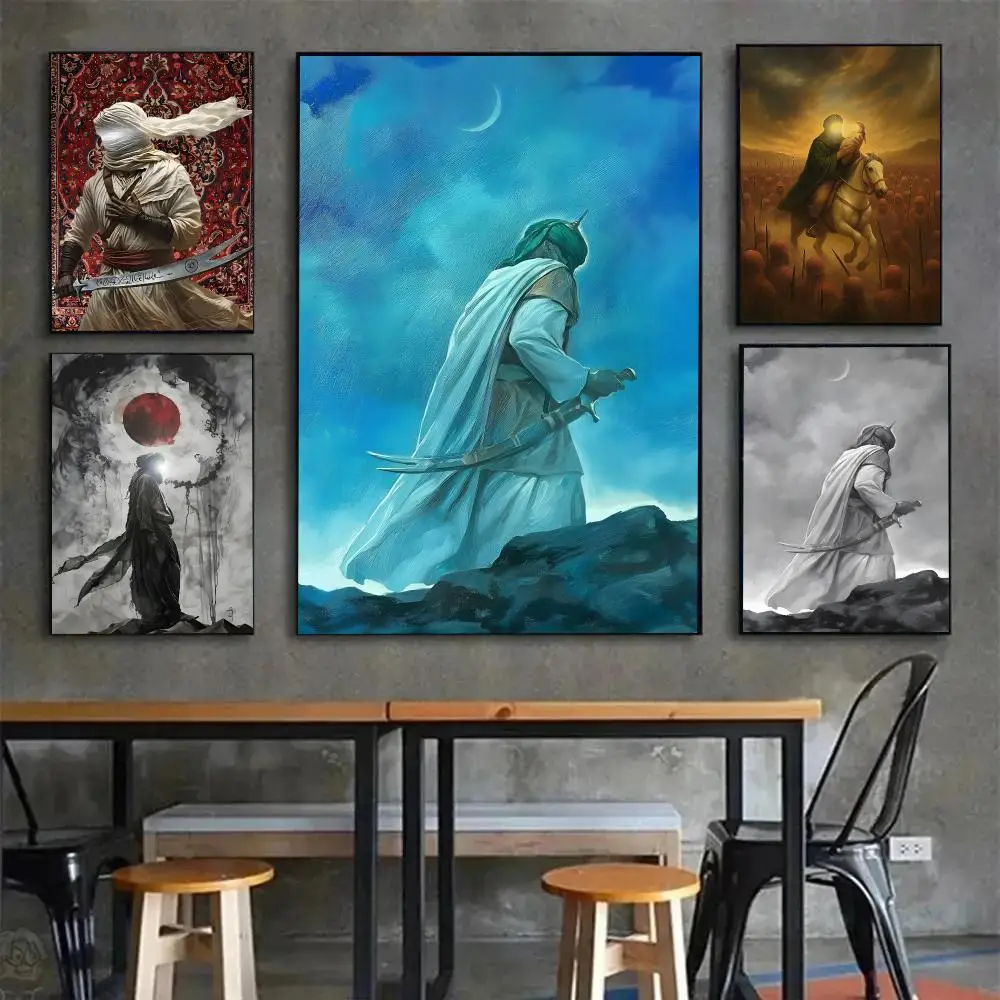 Religious Art A-Anime Imam Hussain Shia Ali Poster Painting Wall Art Mural for Living Room Home Decor and Gifts