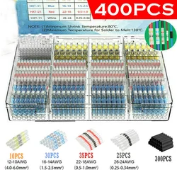 400PCS Mixed Heat Shrink Connect Terminals Waterproof Solder Sleeve Tube Electrical Wire Insulated Butt Connectors Kit