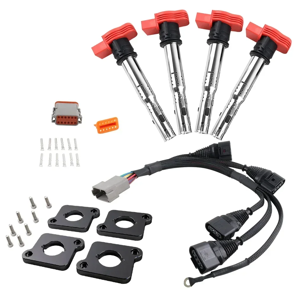 1.8T to 2.0T FSI R8 Ignition Coil Packs Conversion Harness Kit & ICM For Audi A4 VW Passat B5 Golf Jetta 1.8L Turbo