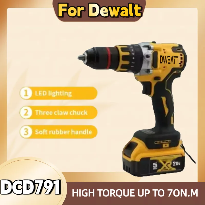 For DEWALT DCD791 Cordless Brushless Motor Drill Screwdriver Multi functional Drive Home Rechargeable Electric Tools Compac