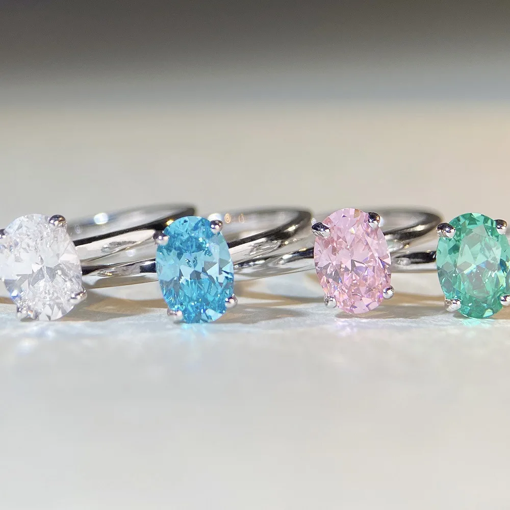 

Original Design S925 Sterling Silver 1 Carat Pigeon Egg Ring High Carbon Diamond Simple Versatile Small Women's Jewelry