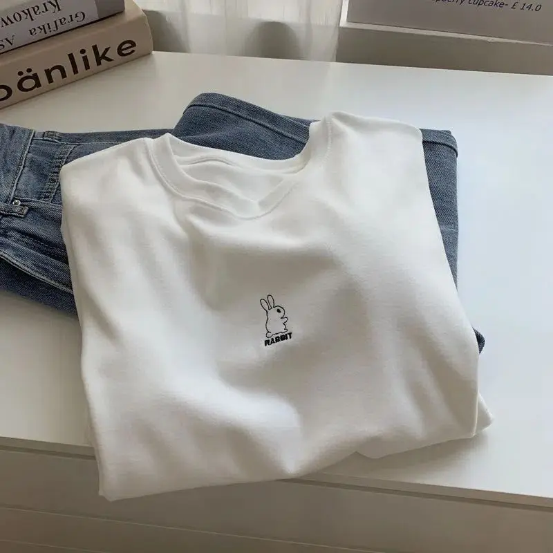Outlet Store Pure Color Long Sleeve T-Shirt Women's Autumn Winter Basic Layer Loose round Neck German Velvet Base Shirt