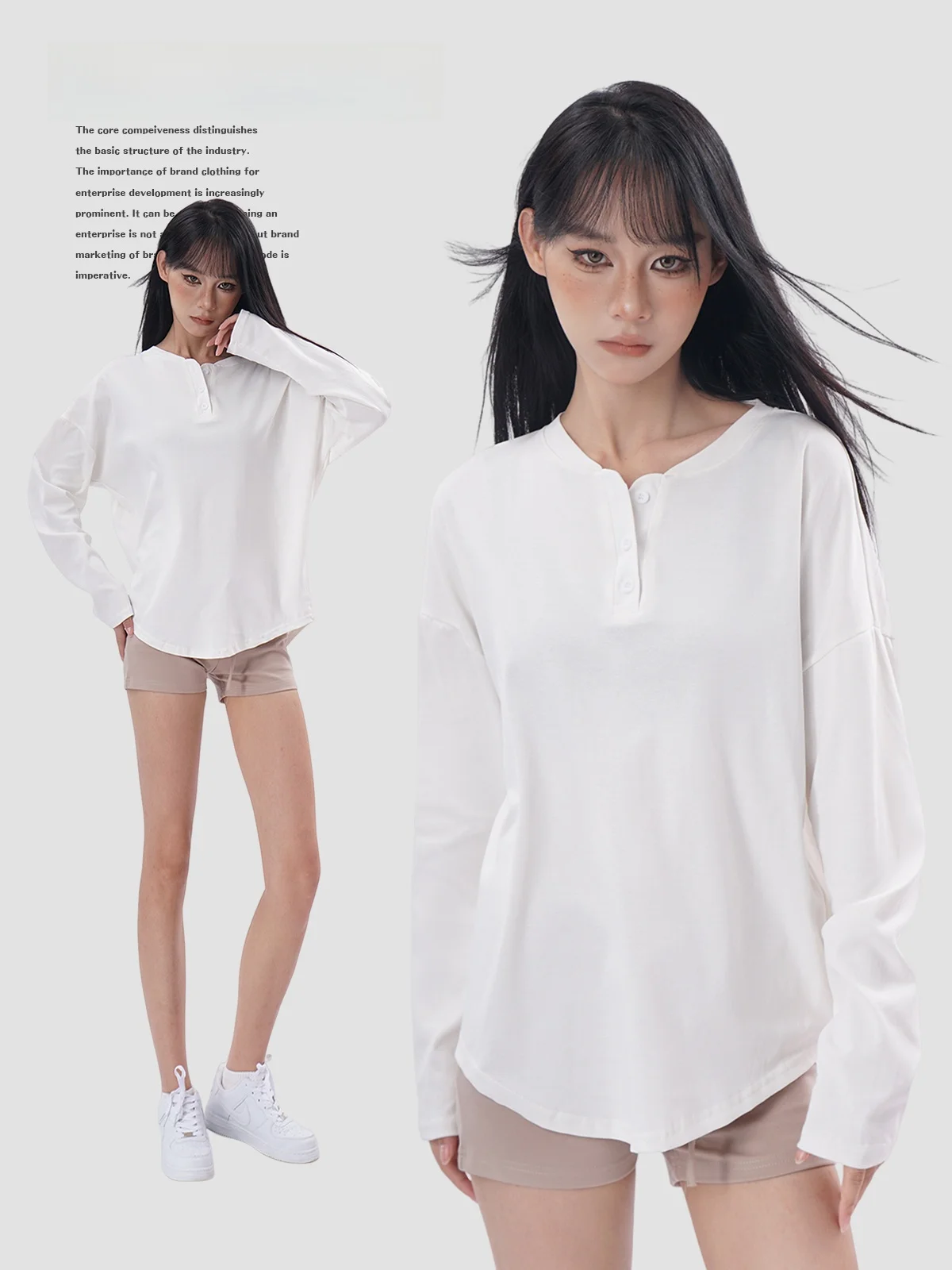 

Loose Long Sleeve Street Style Jazz Atmosphere Shirt Women's Oversize Dance Top Innerwear Outerwear Casual Female T-shirt