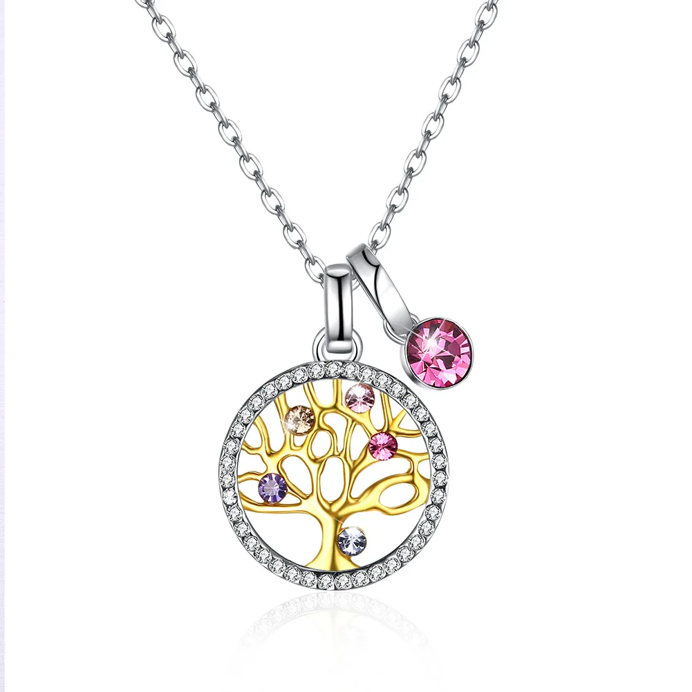 

CHKAWOCI Austrian Crystal s925 Silver Valentine Gift Tree of Life Crystal pendant Necklace Dinner wedding accessories