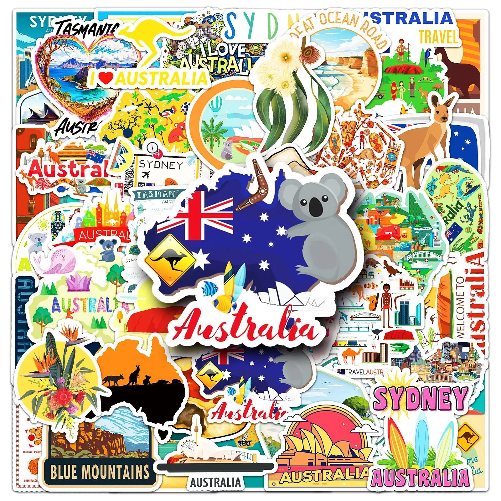 

50PCS Australia Outdoor Travel Graffiti Stickers Personality Cartoon Creative DIY Water Cup Scooter Helmet Stationery Box