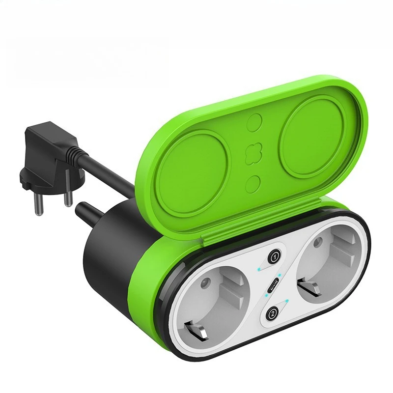 Smart socket ip44 waterproof outdoor double plug graffiti smart home timing switch socket
