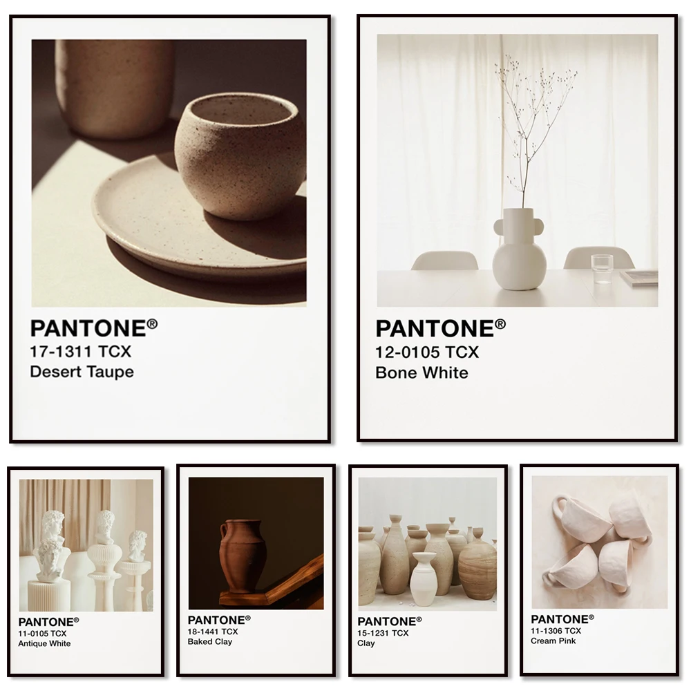 

Pantone Vintage Prints, Pottery Art, Clay Print Still Life, Terracotta Pantone Posters Wall Decor