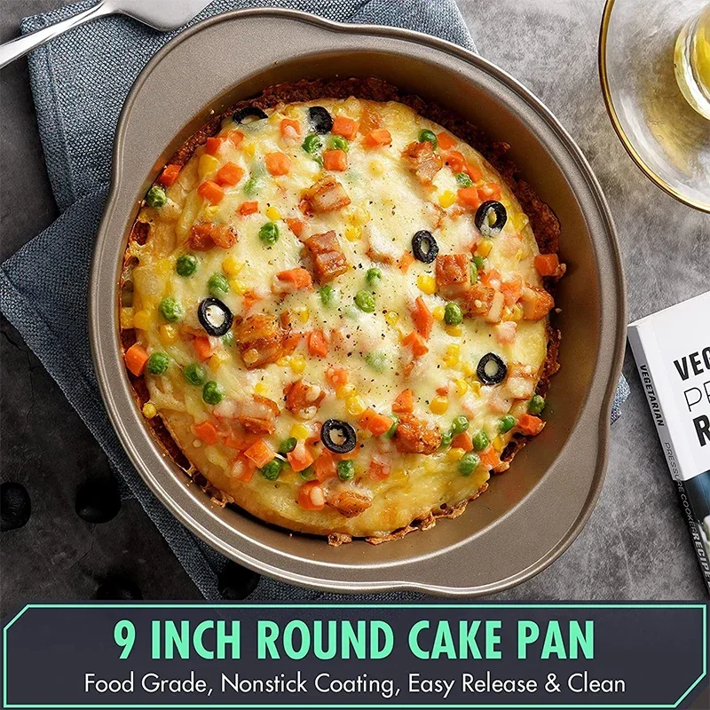 9 Zoll runde Kuchenform Käse Kuchenform Kohlenstoffstahl Antihaft Pie Pizza Pan Backblech Ofen Toast Chiffon Kuchenform Backgeschirr
