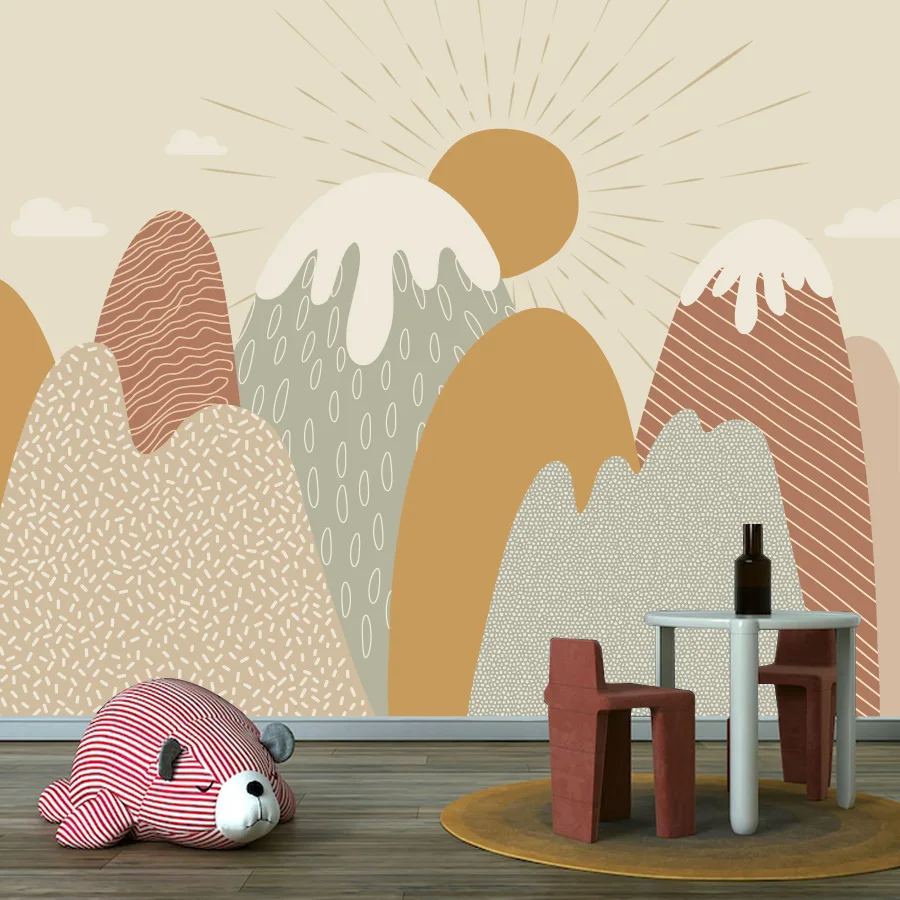 

Custom Contact Wall Art Papers Home Decor Removable Peel and Stick Wallpaper for Living Room Baby Kids Bed Sunset Mountain Mural