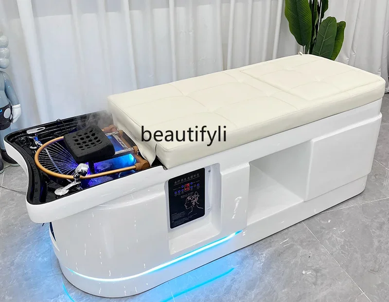 

High-End Fiberglass Head Therapy Shampoo Chair Barber Shop Flat Hair Salon Thai Water Circulation Massage Couch