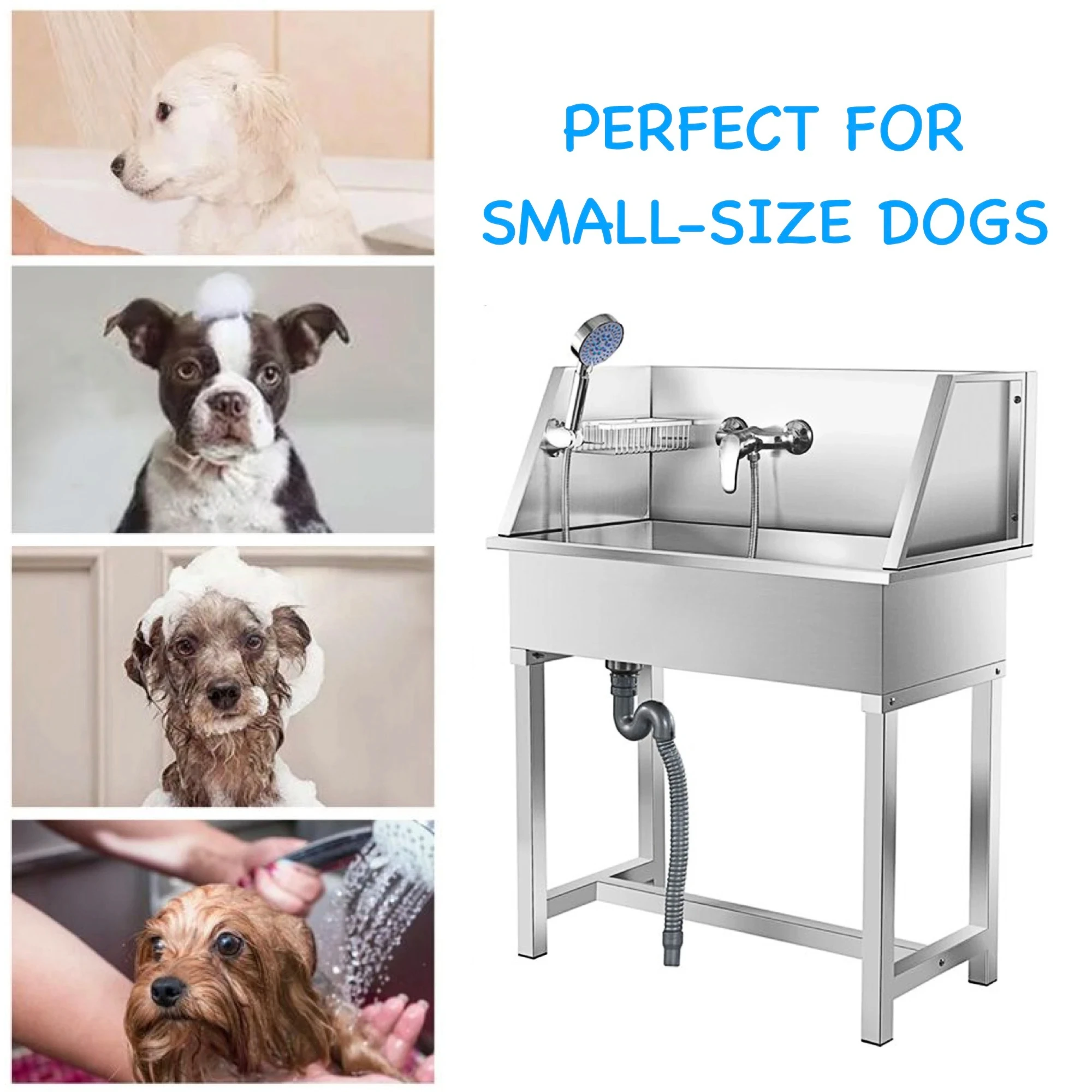 متعددة الوظائف Petproofing سبا الفولاذ المقاوم للصدأ الكلب الاستحمام حوض معدني كلب غسل ومحطة الاستمالة #4