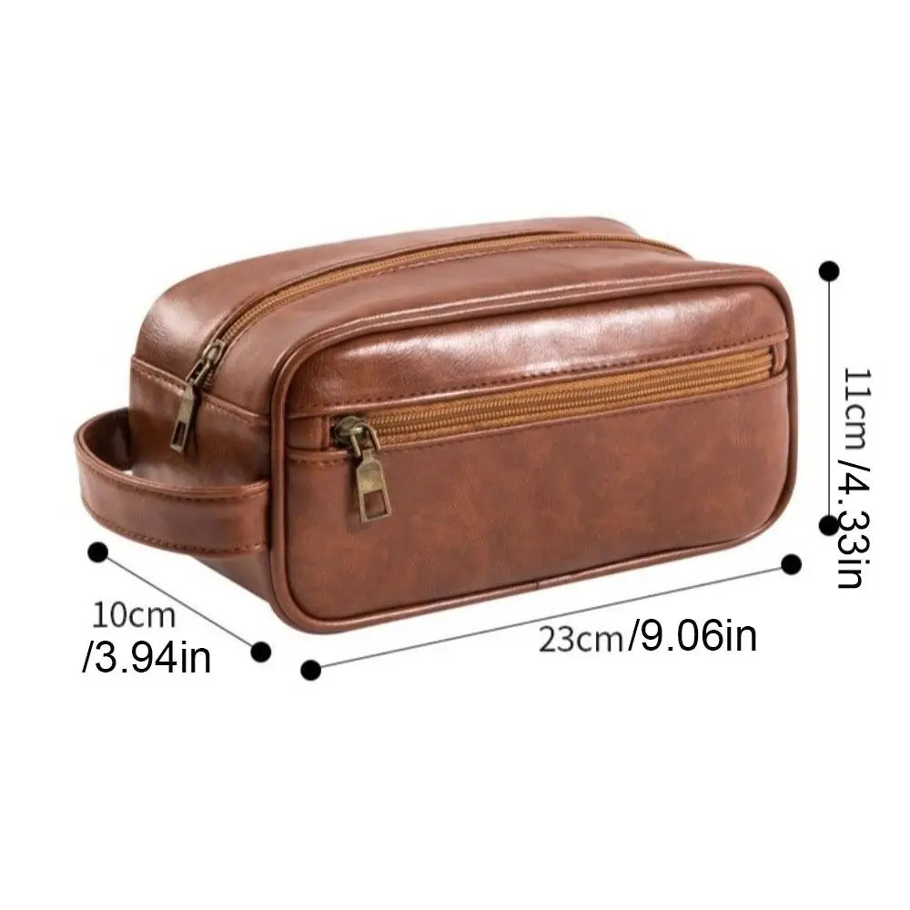 Large Capacity Men Cosmetic Bag Zipper Waterproof PU Wash Bag Korean Style Make Up Pouch Bag Toiletry Storage Bag Toiletry Case