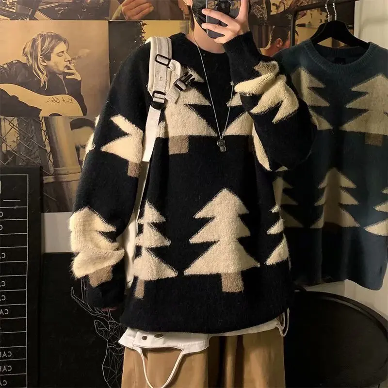 Pullovers Men Sweater Thick Winter Unisex Couple Korean Loose Christmas Knitting Ins Casual Trendy O-neck Harajuku Various Style