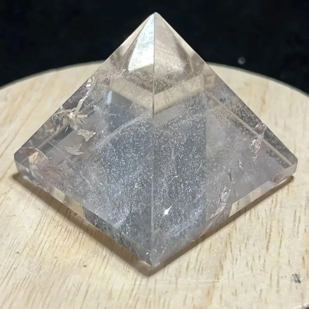 Natural White Quartz Crystal Pyramid 4cm, Clear Reiki Healing Stone, Polished Raw Crystal for Home Décor & Meditation