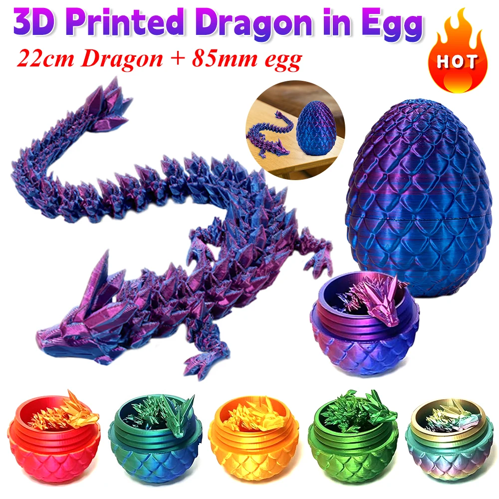 3D Dragon Rotatable Articulated Dragon Egg Child Toy Realistic Dragon Statue For Landscaping Decoration Printed Figures Animals