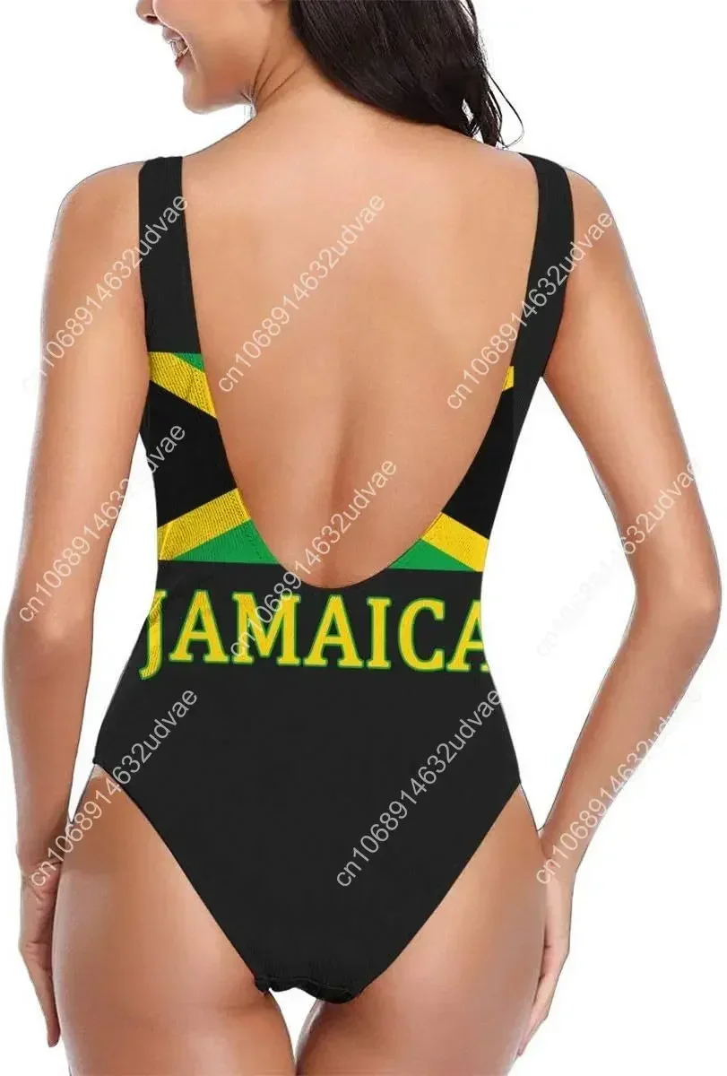 Jamaican Flag Women's One Piece Swimsuits Low Back Bathing Suit Bikini Stylish Confident and Comfortable Swimwear