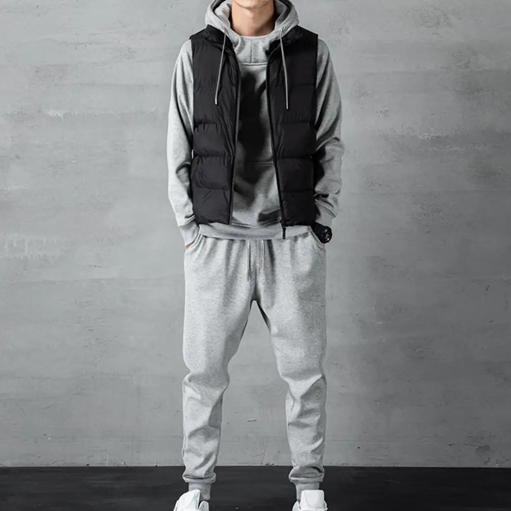 1 Set Trendy Men Sweatshirt Sweatpants Tracksuit Men Jacket Pants Hooded Drawstring Hood Sportswear Set  Dressing