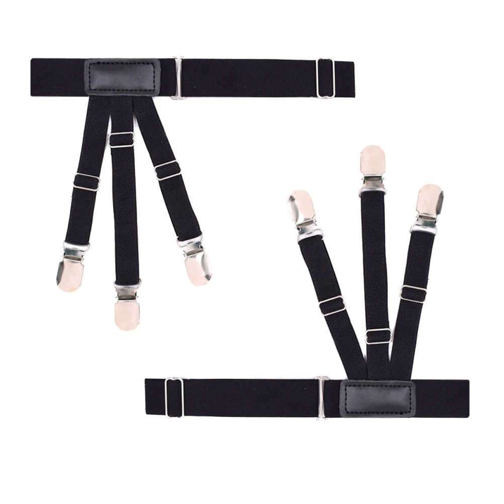 2 pçs antiderrapante camisa clipe elástico ajustável camisa permanece ligas tuck suspensórios keepers titular para homem preto durável forte