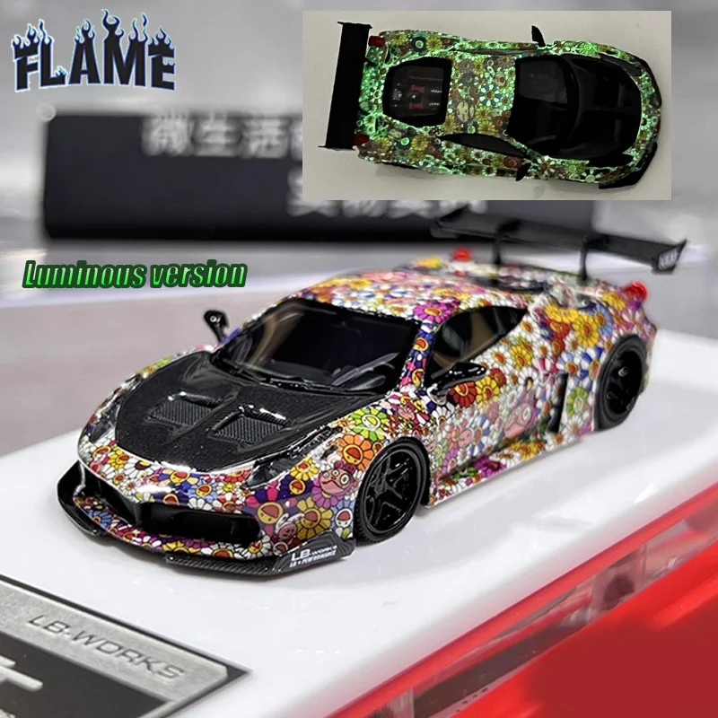 New In Stock Flame 1:64 458 Gt Lb Wide-Body Static Collection Limited Edition Resin Miniature Car Model Custom Toy Gift Ornament