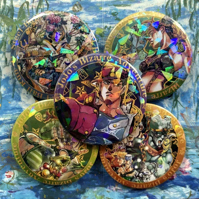 58mm Anime JoJo's Bizarre Adventure Badge Pin Jolyne Cujoh Kujō Jōtarō Jonathan Joestar Cosplay Brooch  for Backpack Clothes