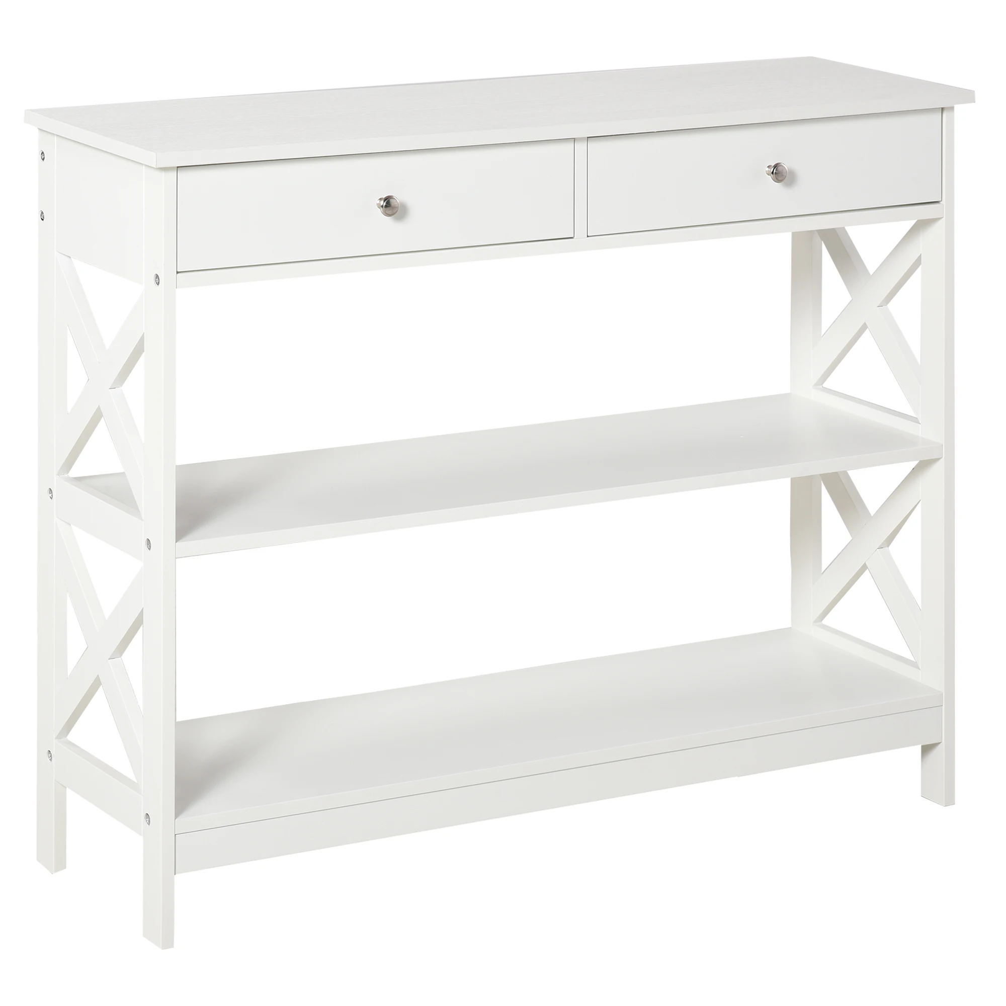 HOMCOM entrance console table Hall with 2 drawers 2 shelves 100x30,5x80cm