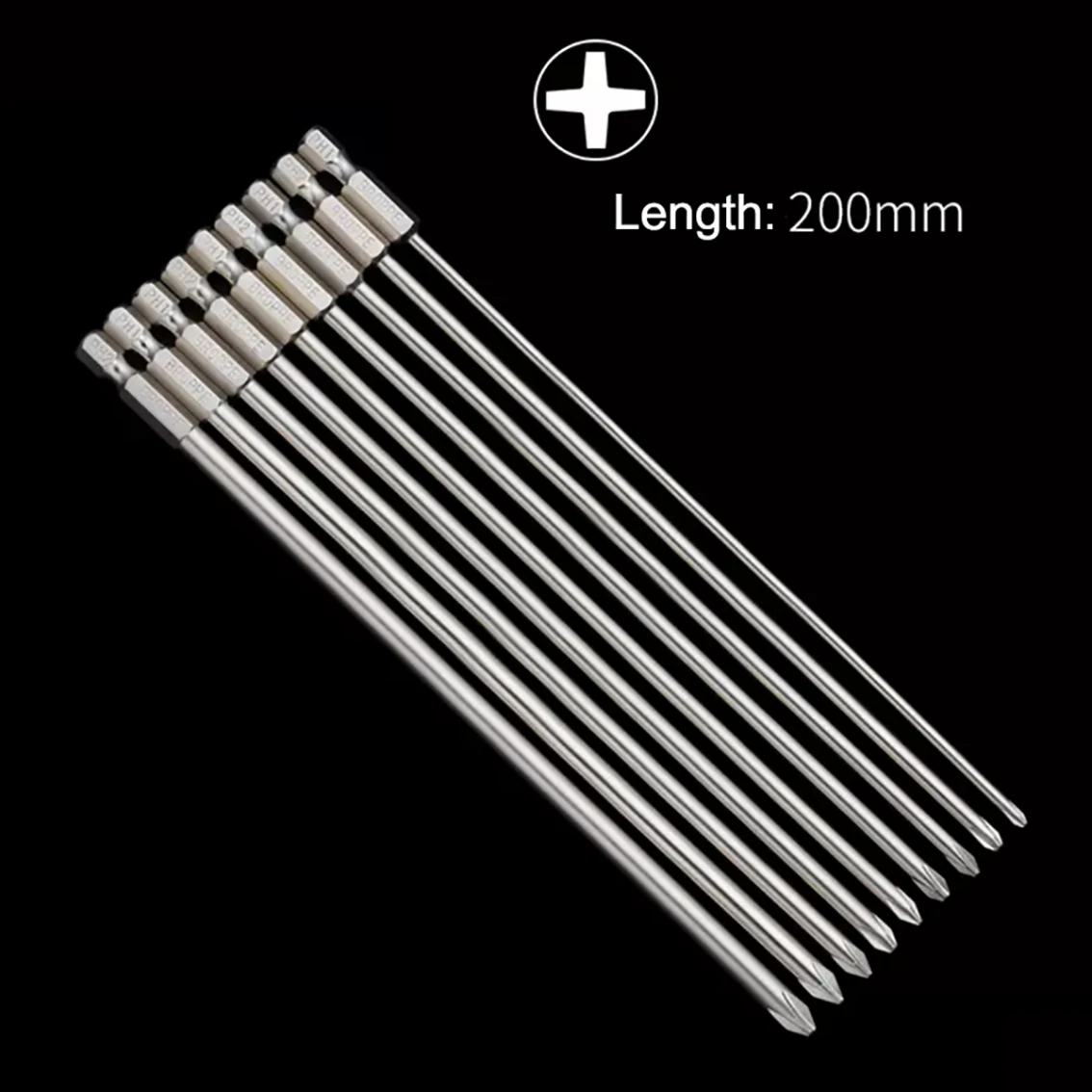 

Length 200mm Extended Cross Phillips Screwdriver Bits for Electric Drill 1/4(6.35mm) Shank Diameter Magnetic S2 Steel