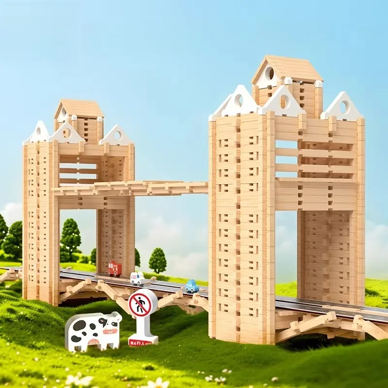 Blocs de construction en bois pour enfants, jouets éducatifs à assembler soi-même, ensemble de jeu de construction sûr, cadeaux créatifs pour le développement des enfants