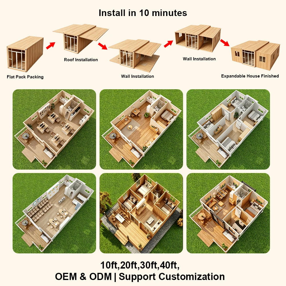 Prefabricated 20 Foot 40 Foot Expandable Container House for Sale Small House 3 4 5 Bedroom Container House Australia