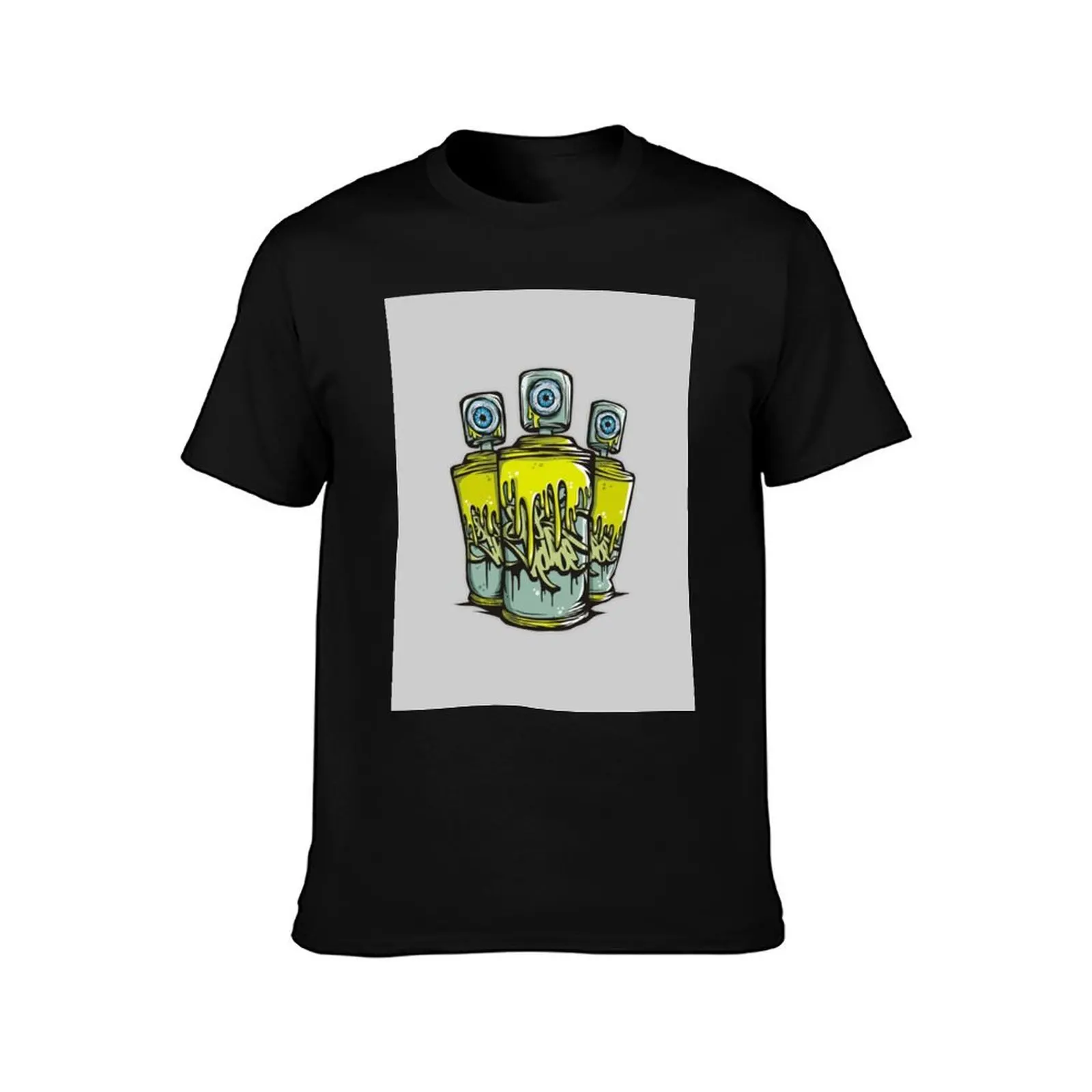 Spray can Paint eyeballs T-Shirt Casual Lightweight Short Sleeve Top T-Shirt