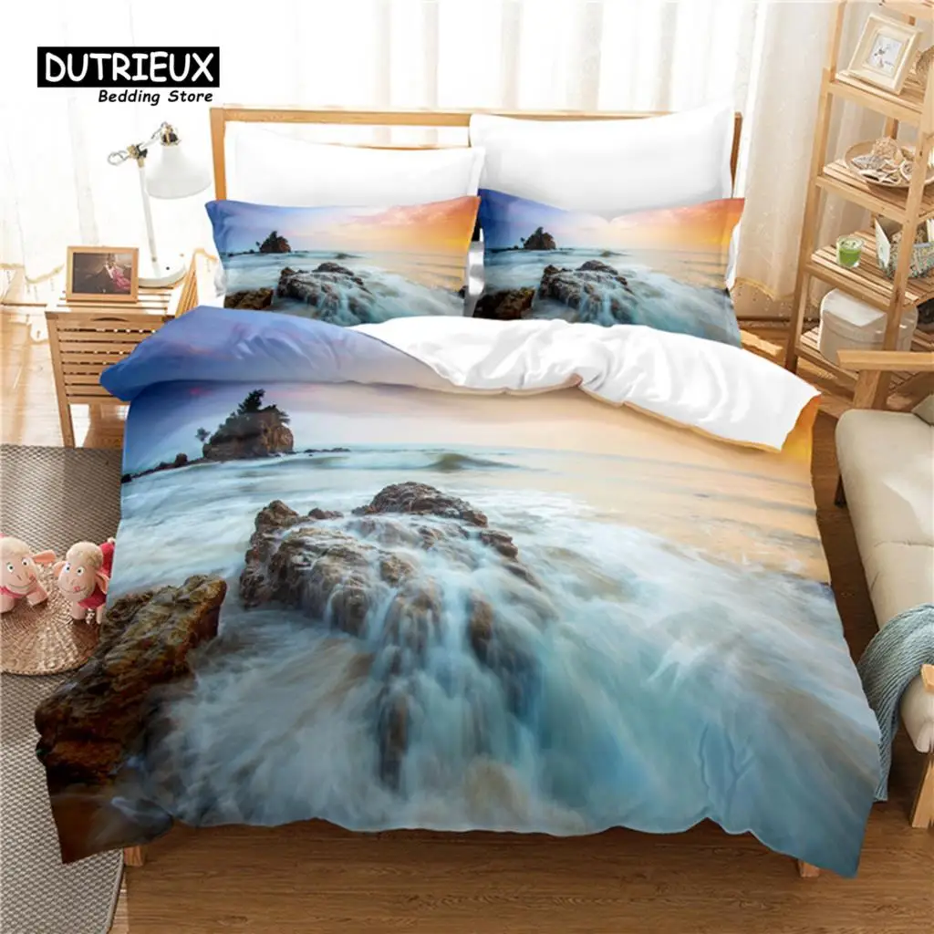 3pcs Duvet Cover Set, 3D Ocean Coral Reef Bedding Set, Soft Comfortable Breathable Duvet Cover, For Bedroom Guest Room Decor