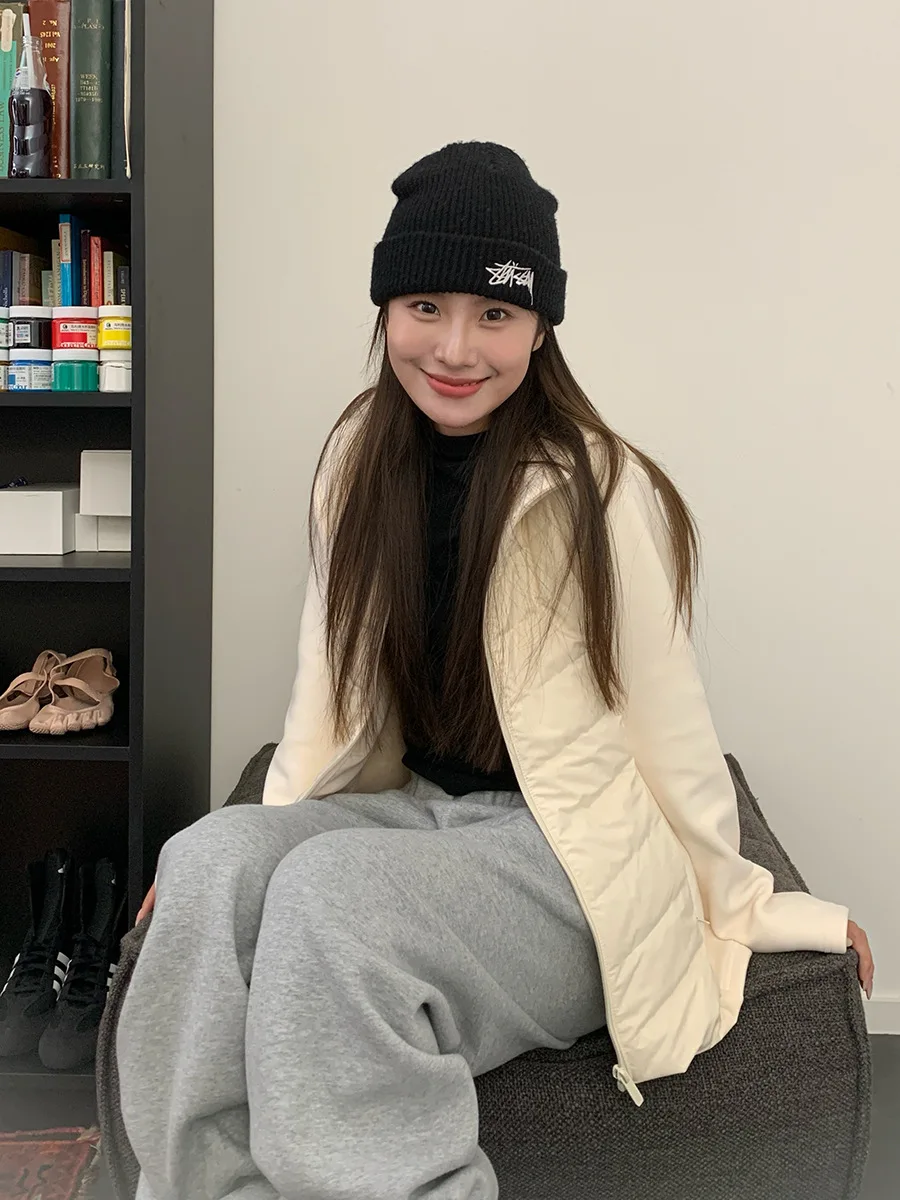 

Lightweight Down Jacket Hooded Patchwork Slim Down Jacket Warm Quilted Insulated Down Jacket Latest Outerwear Women's Coat