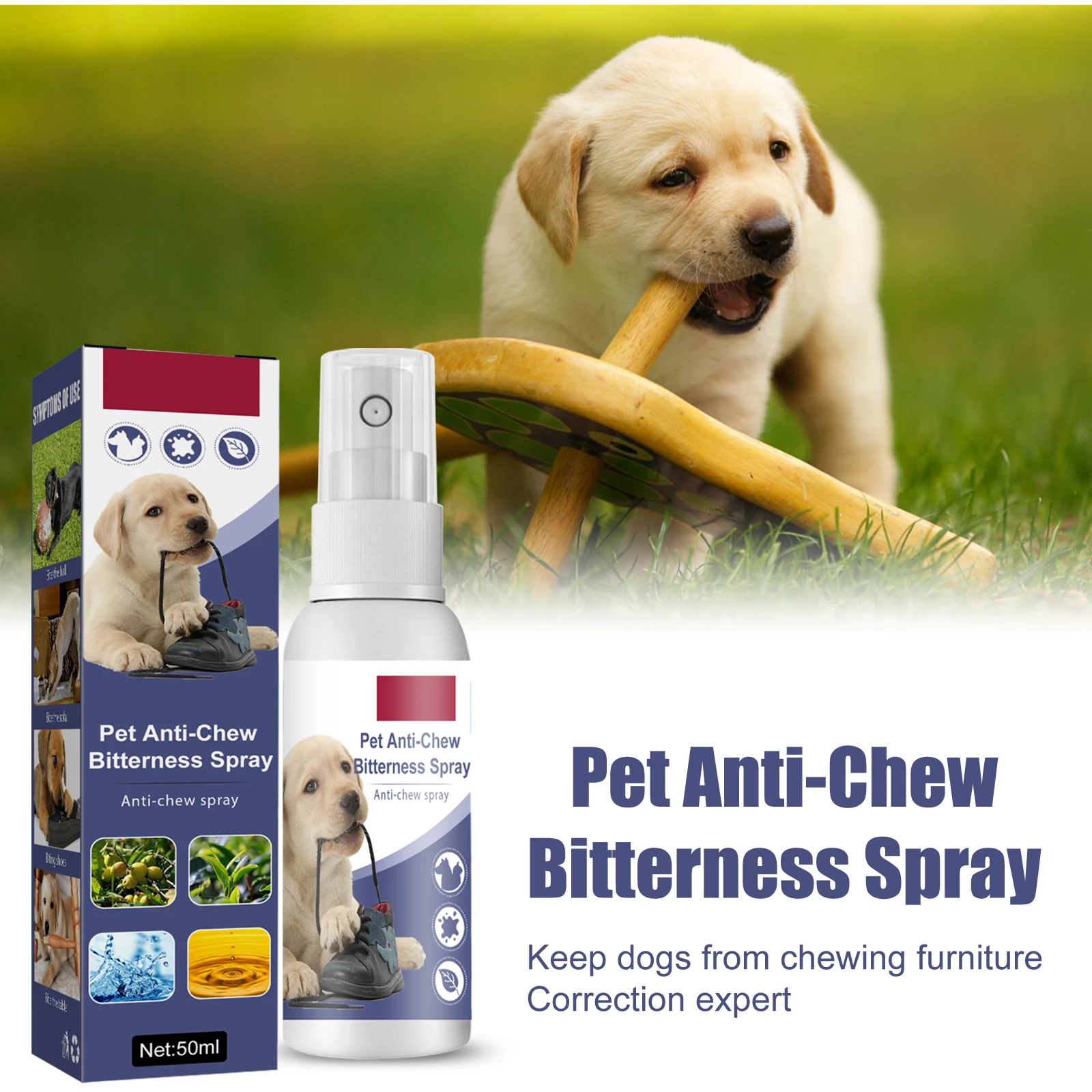 رذاذ مرير طبيعي مضاد للمضغ يحدد بشكل فعال على سلوك الحيوانات الأليفة ويخفف القلق ويحمي المفروشات ومستلزمات التدريب #6